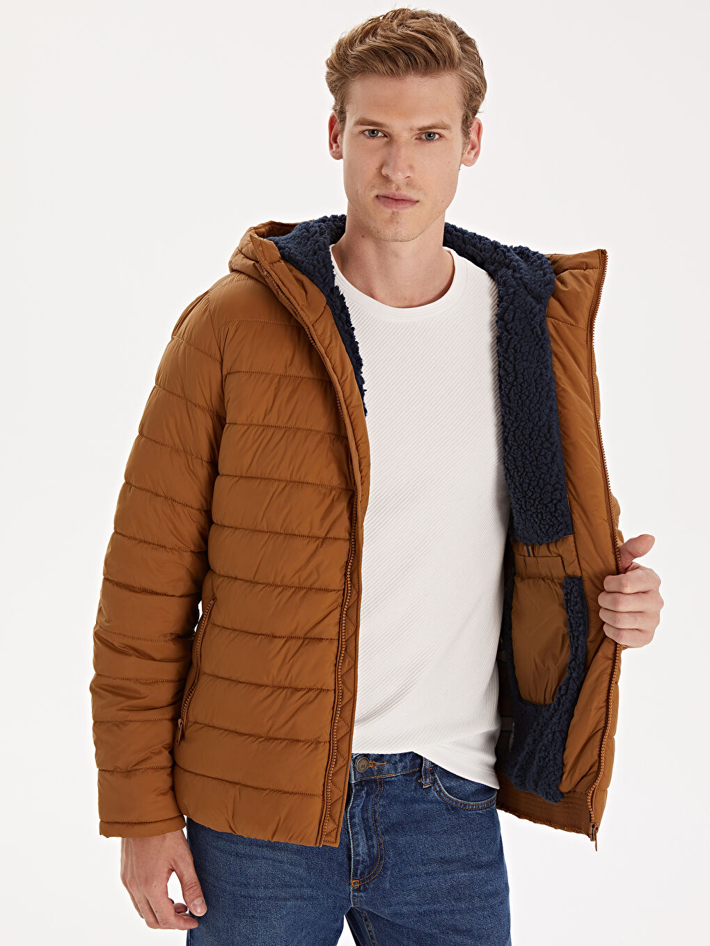 Açık Kahverengi Şişme Mont-2