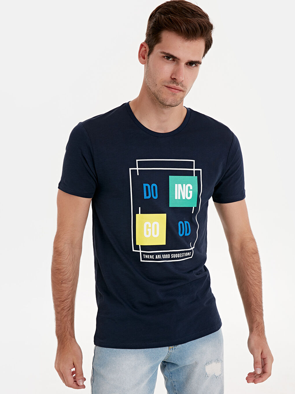 XSIDE Man NAVY T-Shirt -9W3813Z8-HRC - LC Waikiki