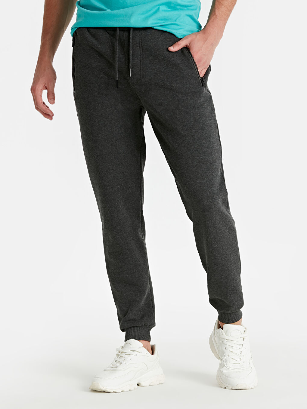 Antrasit Melanj Jogger Eşofman Altı-1