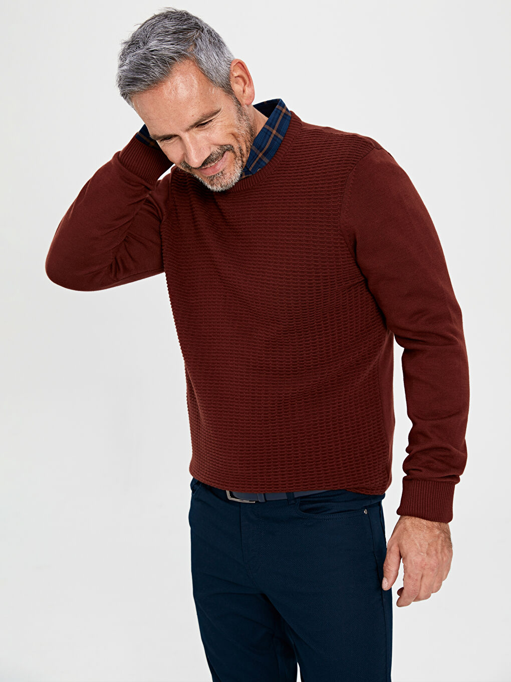 Crew Neck Long Sleeve Thin Men's Tricot Sweater -9W3913Z8-HJG