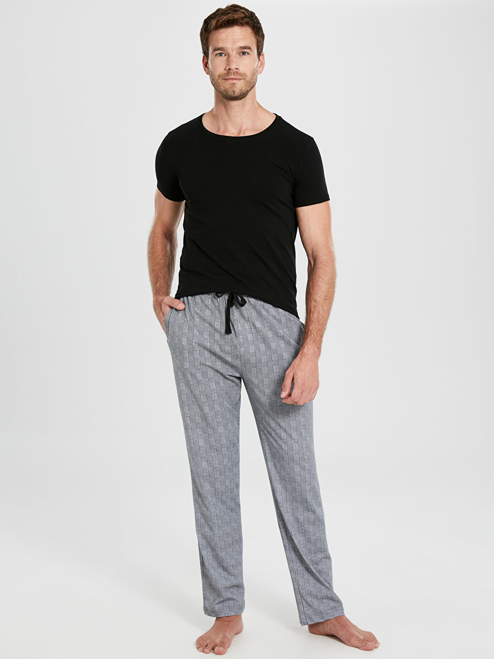 Siyah Ekoseli Pijama Alt