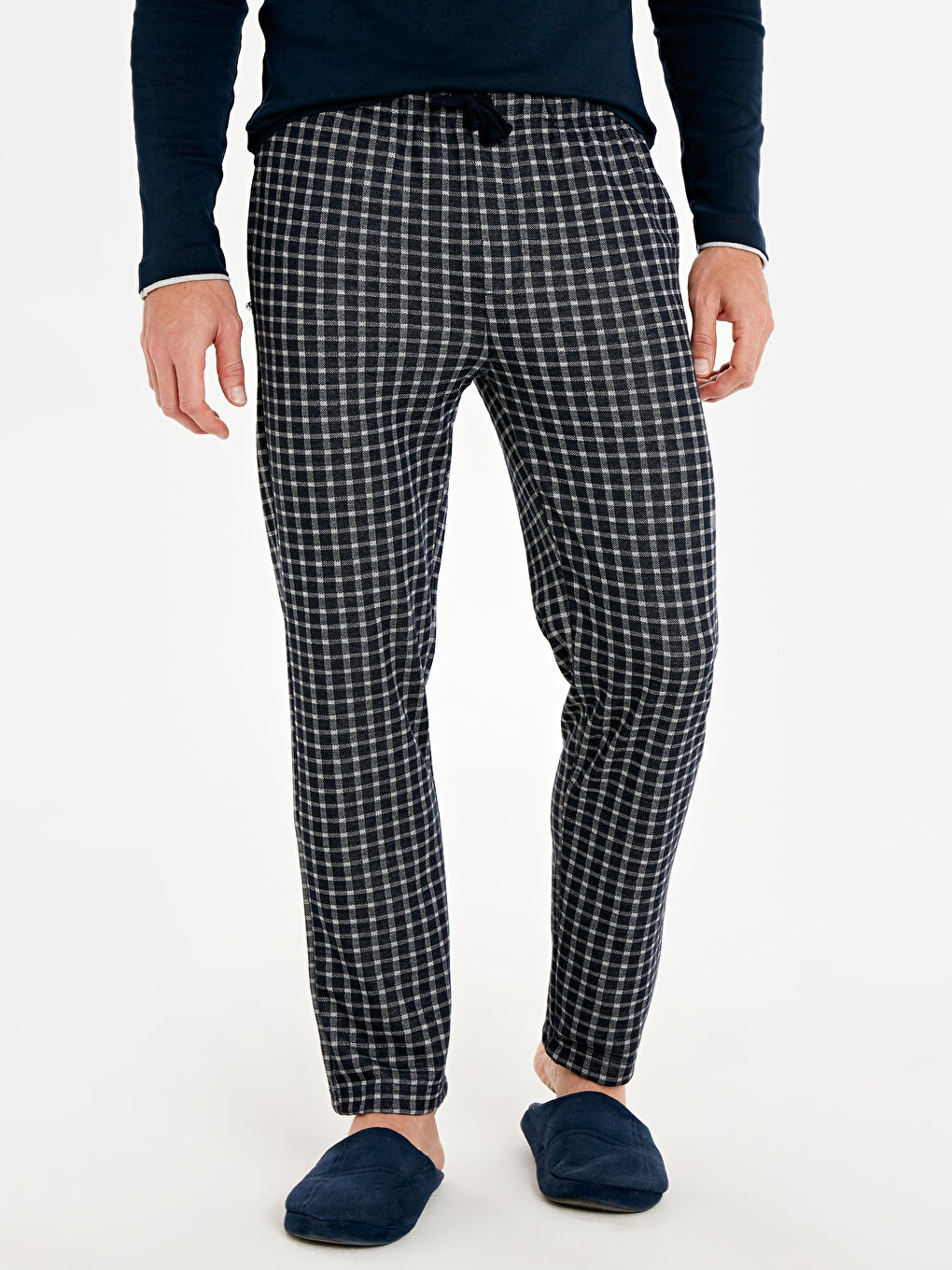 Lacivert Ekoseli Pijama Alt-2