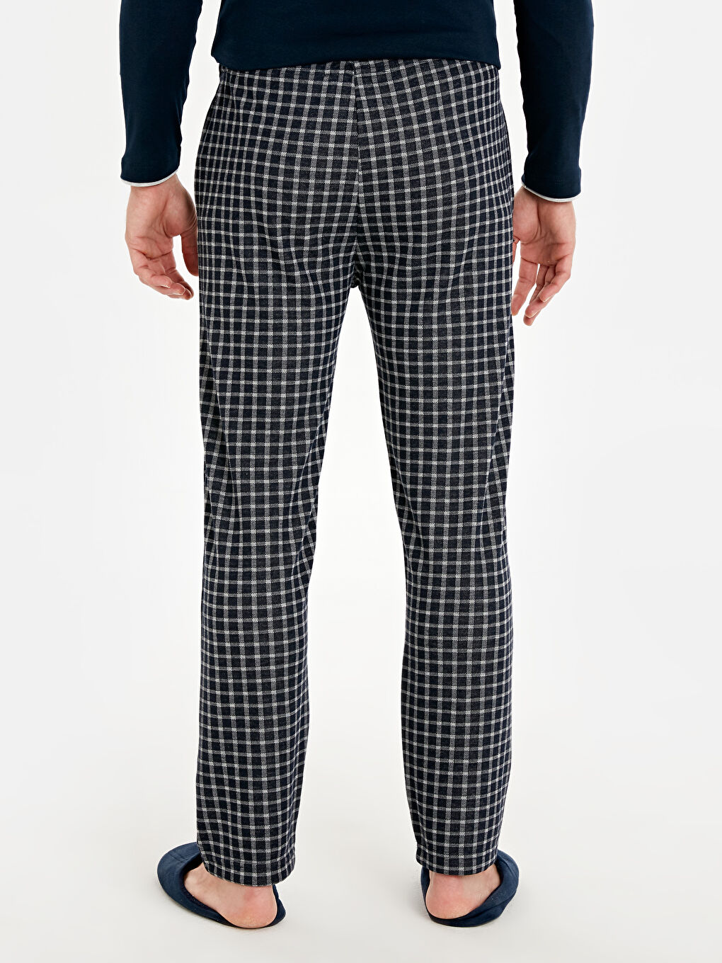 Lacivert Ekoseli Pijama Alt-3