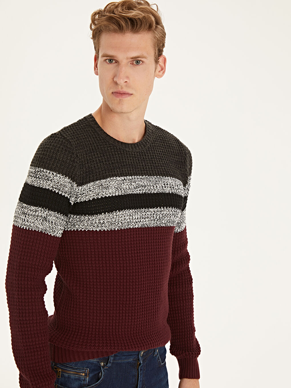 მამაკაცები ბორდოსფერი სვიტერი-1