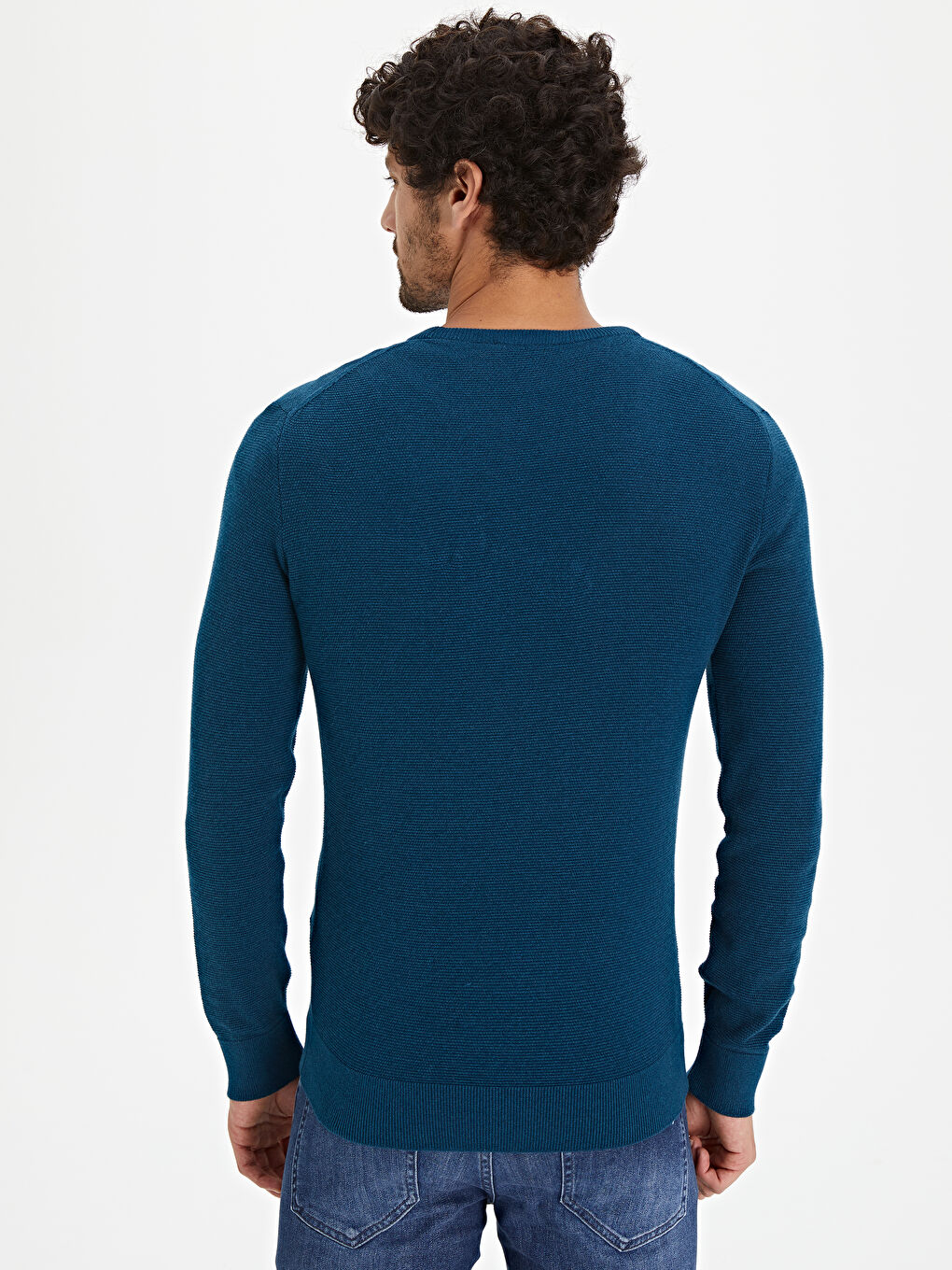 Petrol Bisiklet Yaka Erkek Triko Kazak-3