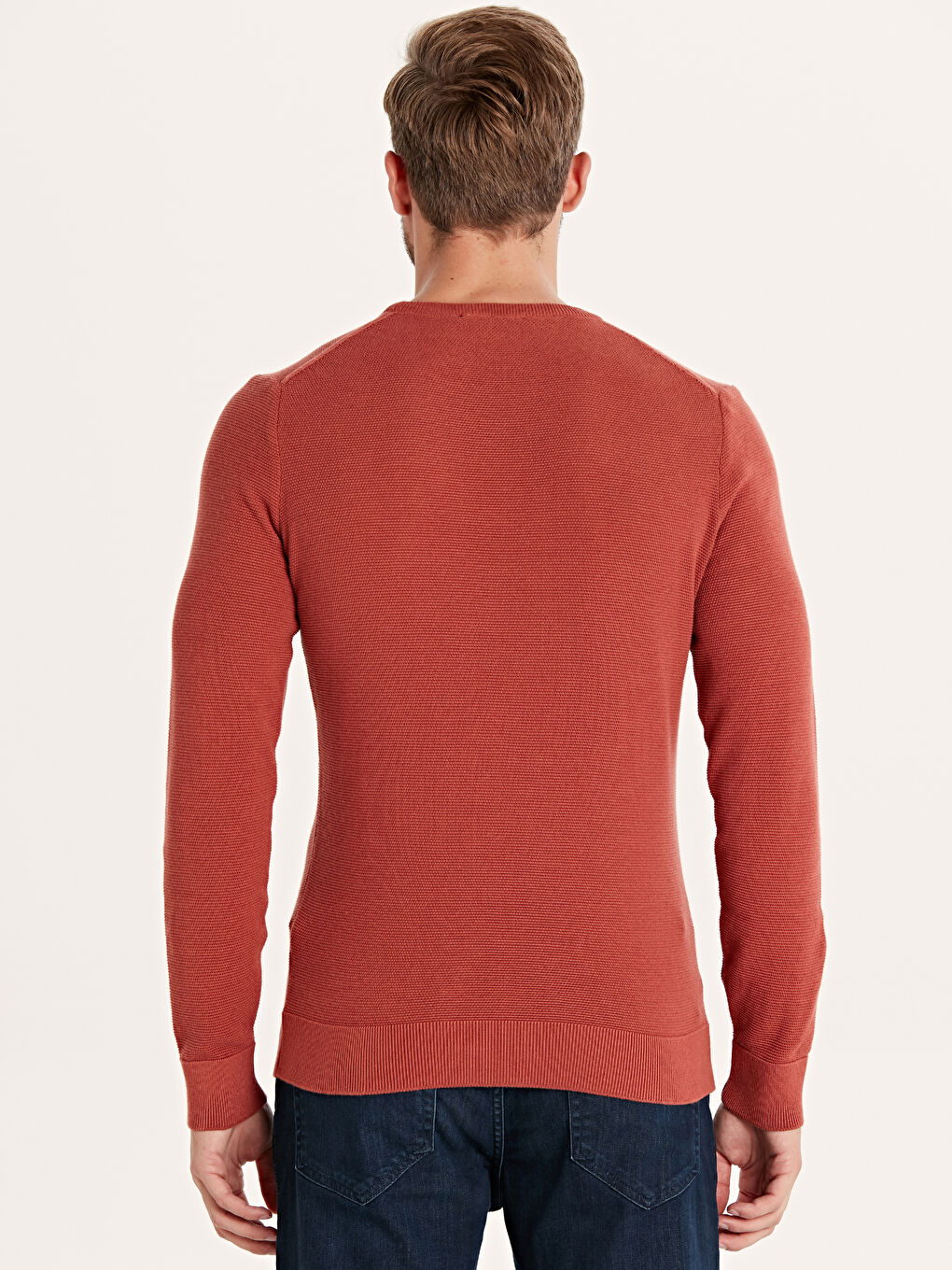 Kırmızı Bisiklet Yaka Erkek Triko Kazak-2