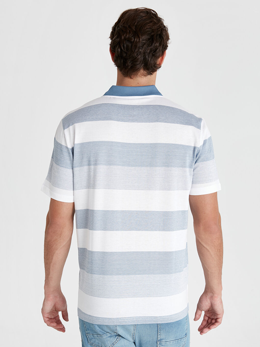 Футболка для чоловіків з коротким рукавом, смугаста, з коміром поло-2