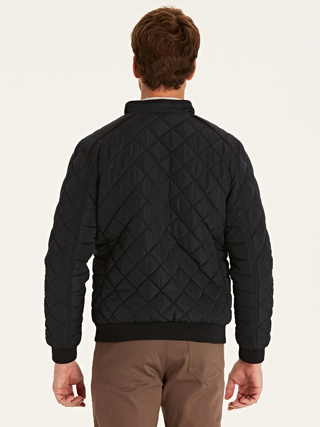 Lacivert Dik Yaka Erkek Şişme Mont-3