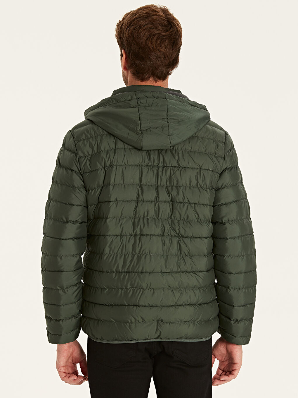 Yeşil Dik Yaka Erkek Şişme Mont-4