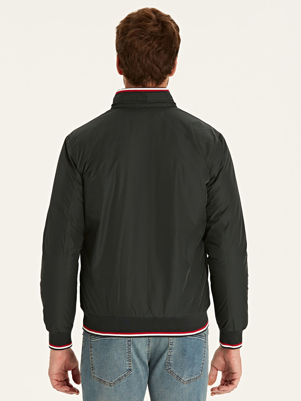 Yeşil Dik Yaka İnce Basic Mont-3