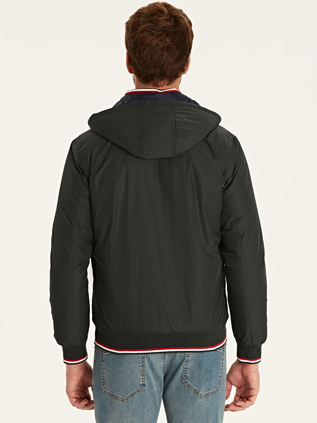 Yeşil Dik Yaka İnce Basic Mont-4