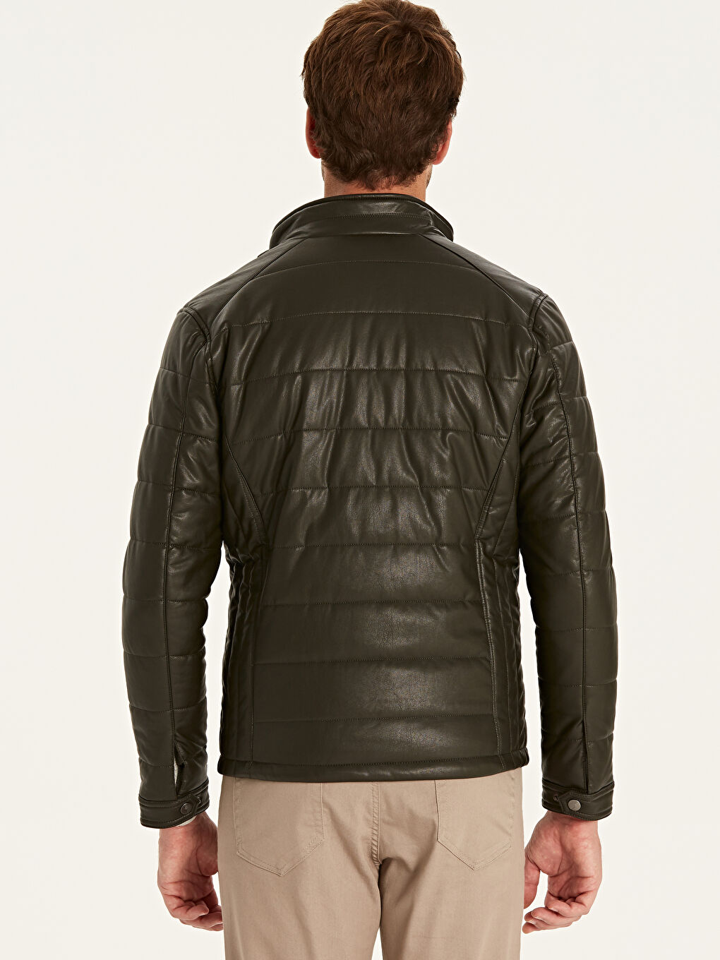 Geacă din piele ecologică KAKI Bărbat-4