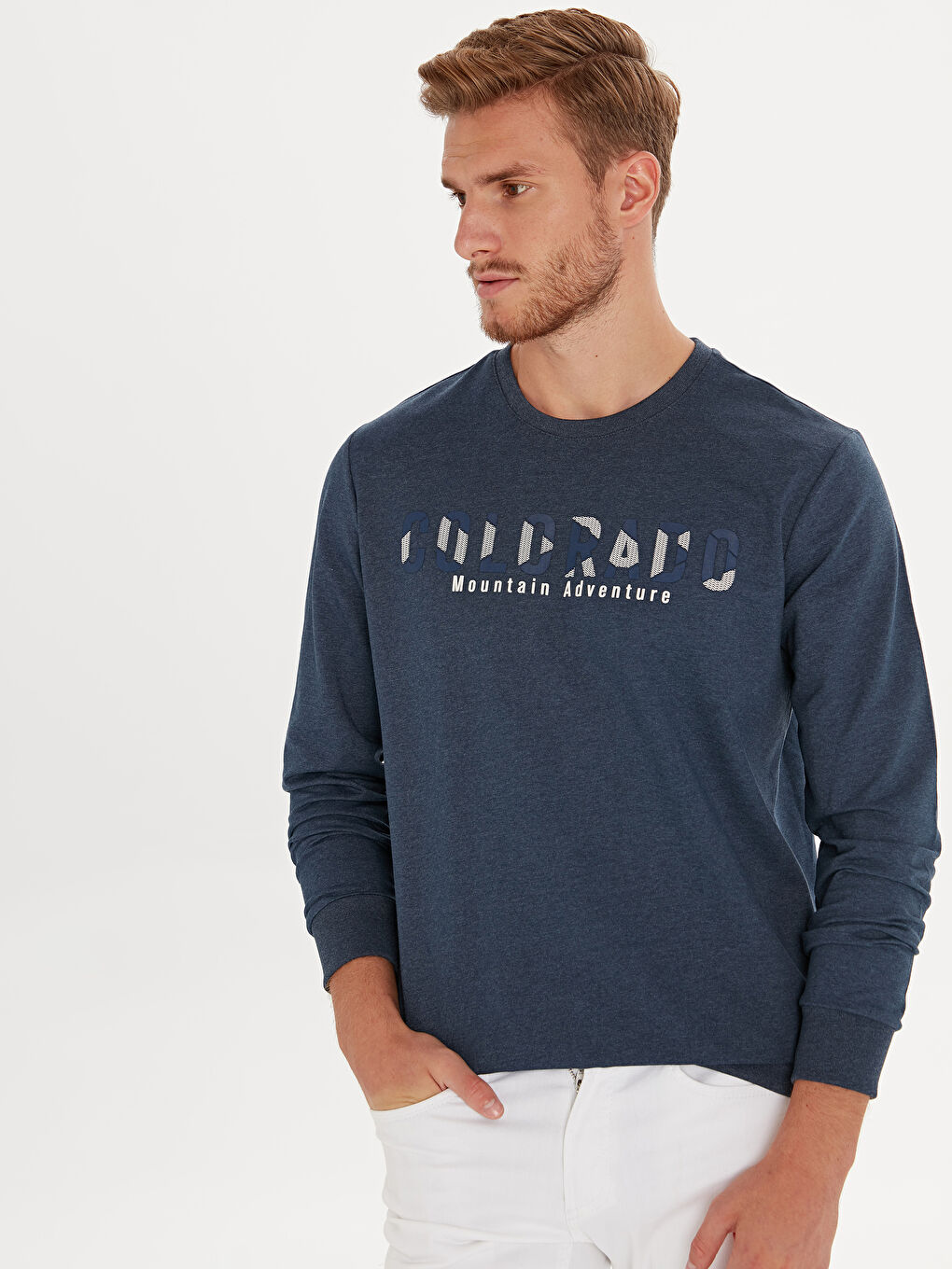 Mavi Bisiklet Yaka Uzun Kollu Erkek Sweatshirt