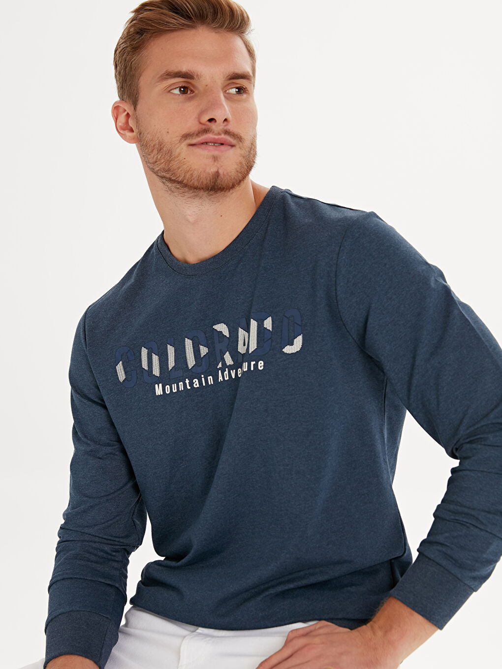 Mavi Bisiklet Yaka Uzun Kollu Erkek Sweatshirt-1