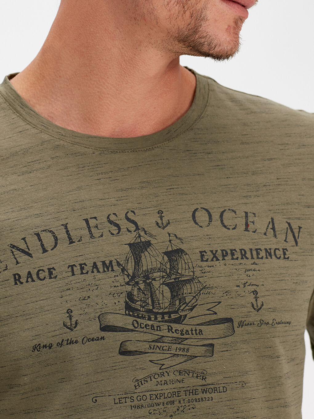 Haki Penye Erkek Tişört-2