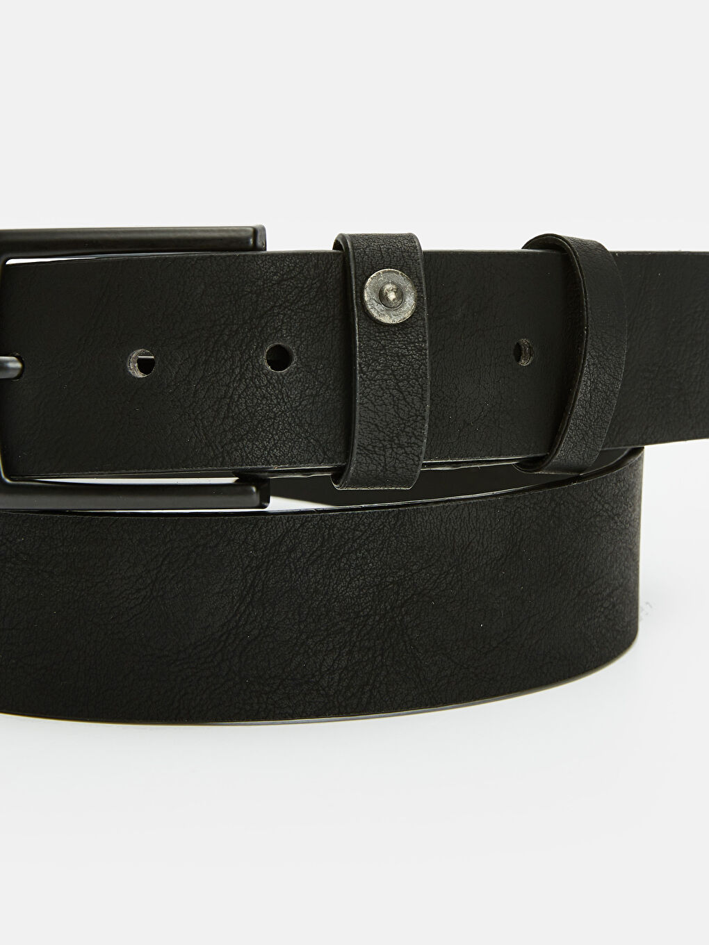 Siyah Deri Görünümlü Erkek Chino Kemeri-1