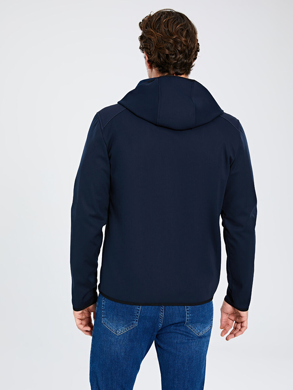 Lacivert Dik Yaka Kapüşonlu Erkek Yağmurluk-2