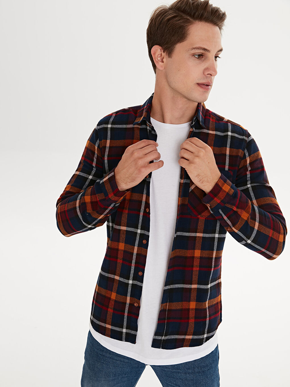 Chemise en flanelle ORANGE Homme