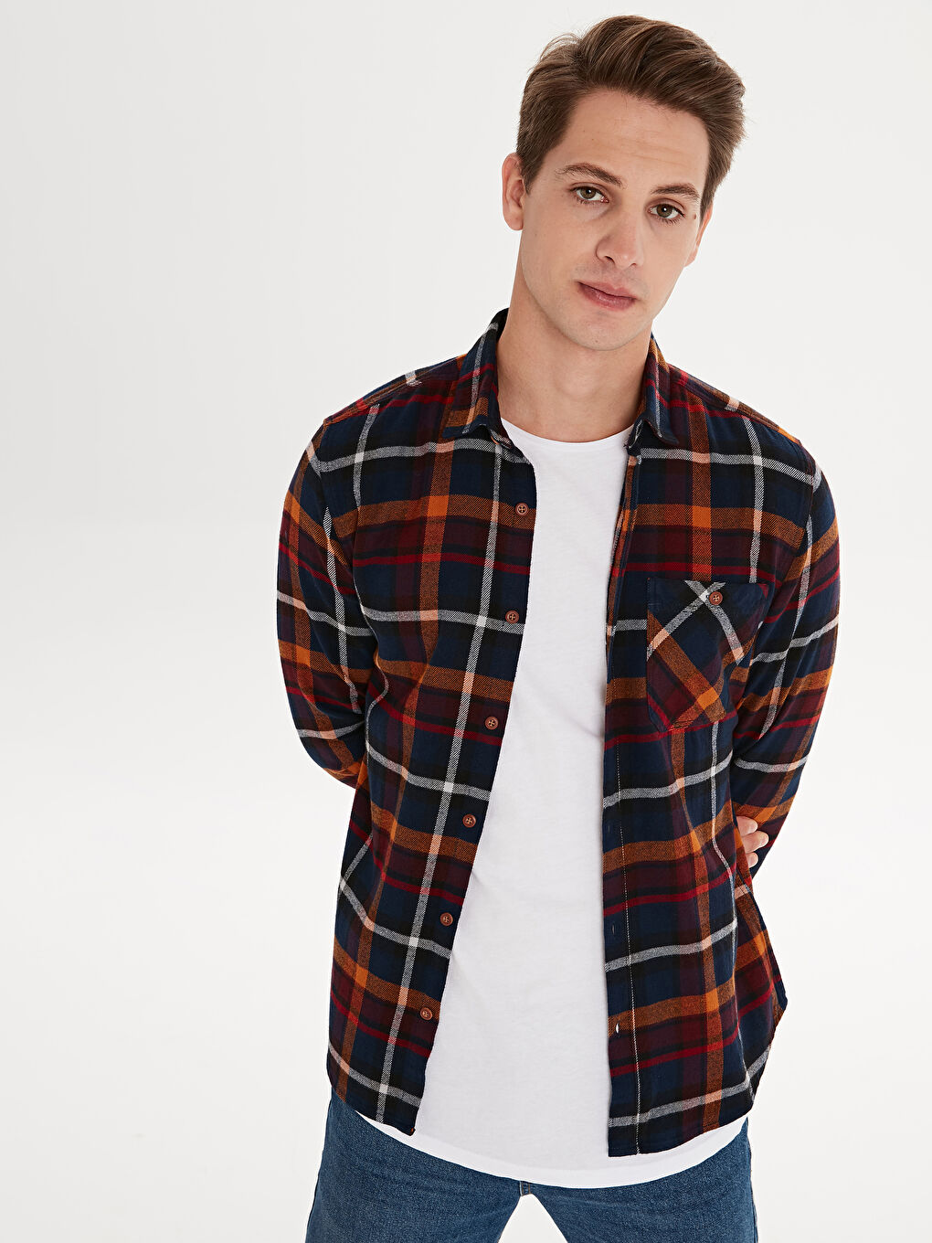 Chemise en flanelle ORANGE Homme-1