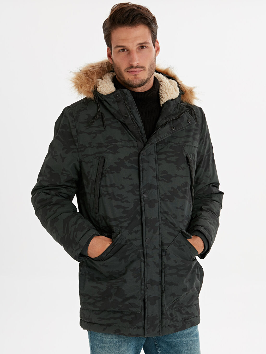 Man KHAKI Puffer Coat