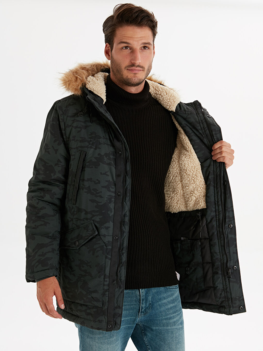 Man KHAKI Puffer Coat-2