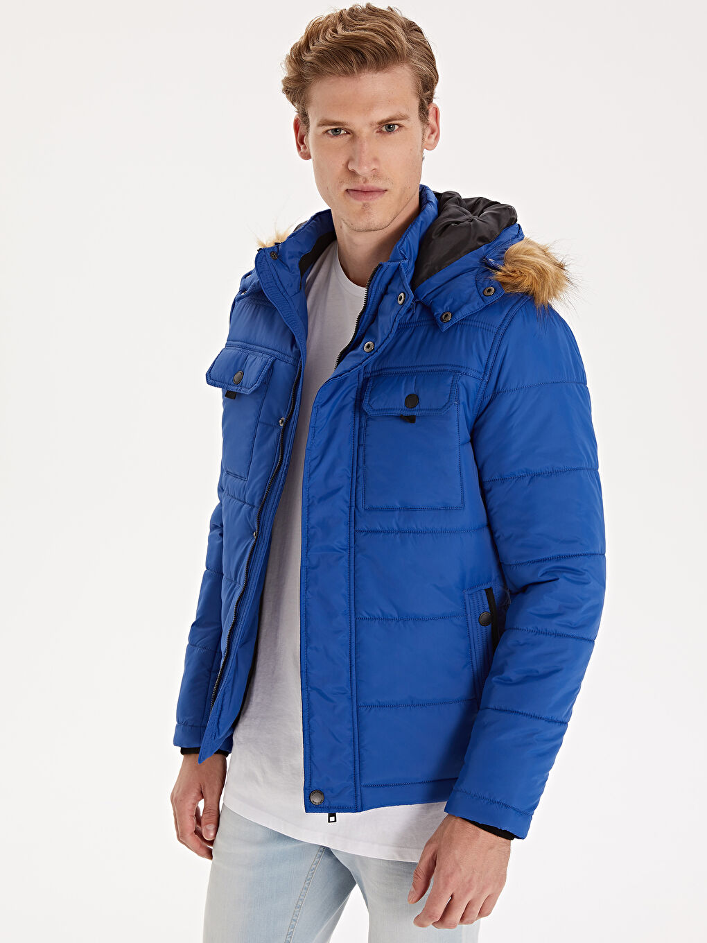 Mavi Erkek Şişme Mont