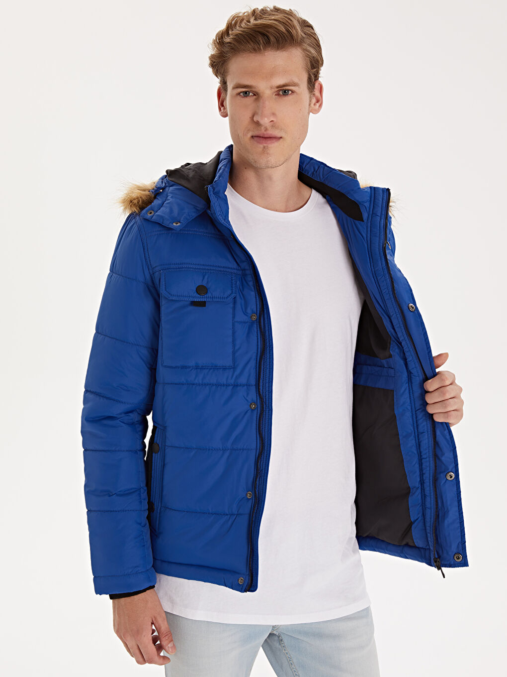 Mavi Erkek Şişme Mont-3