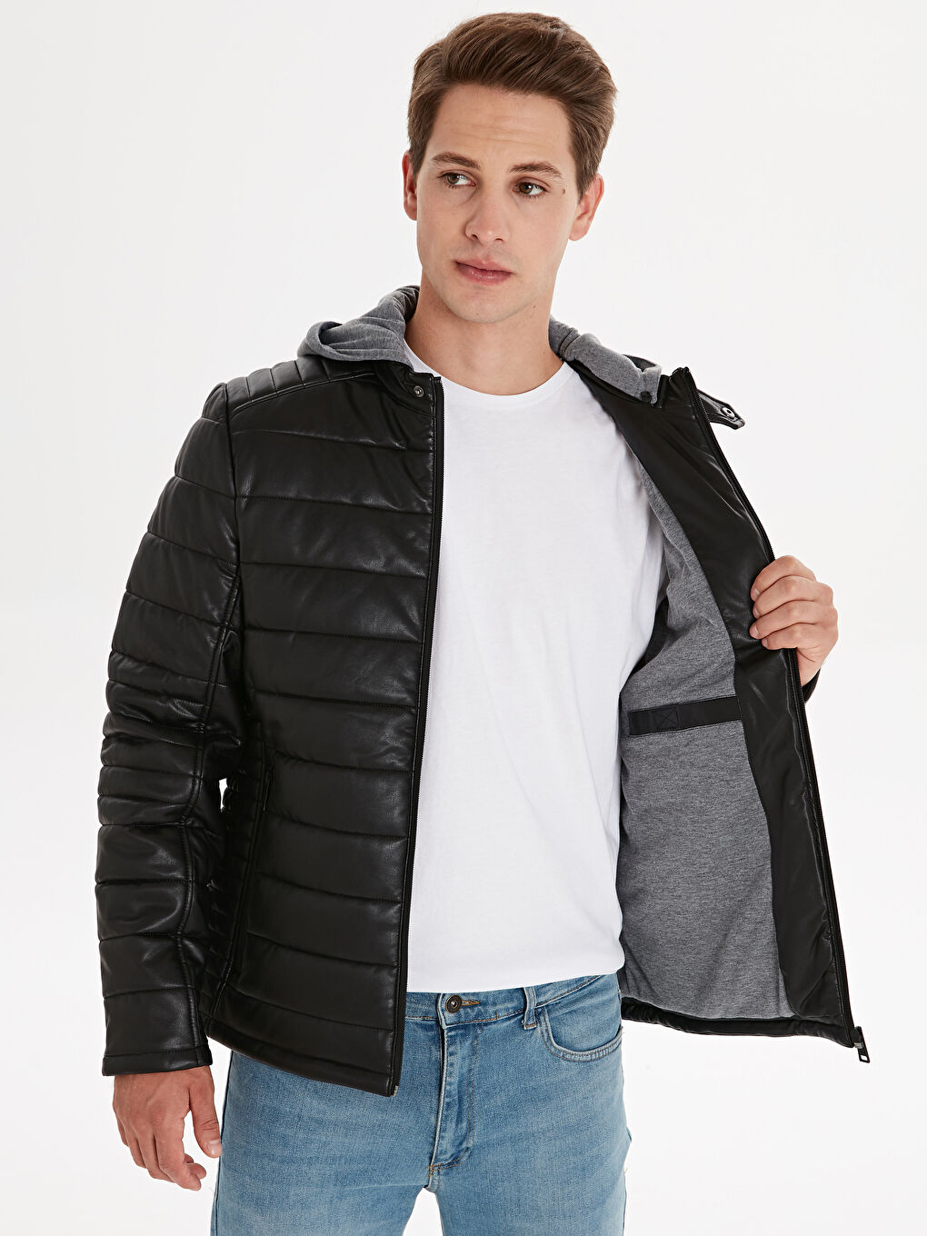 Men's Leather Look Coat-1