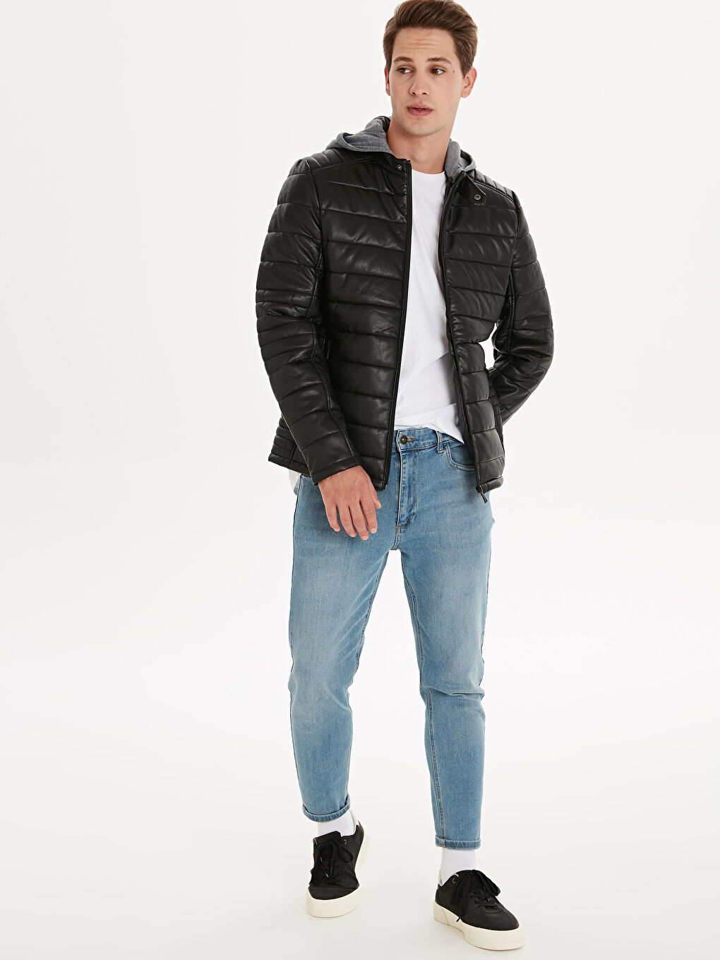 Men's Leather Look Coat-4