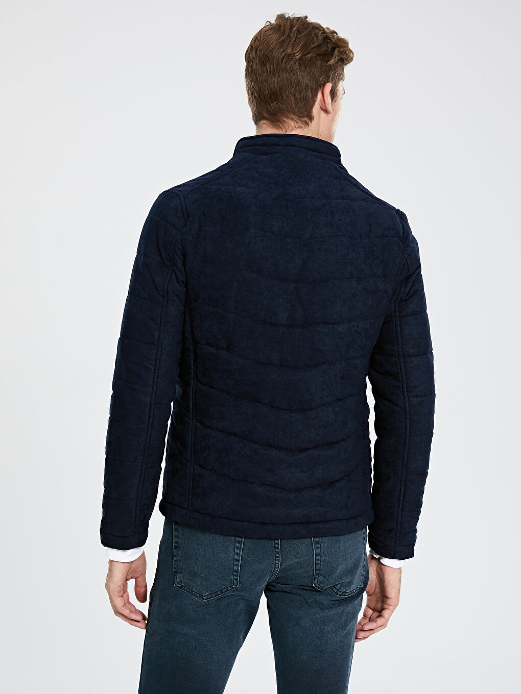 Пальто из замши с высоким воротником для мужчин, слим-фит-5