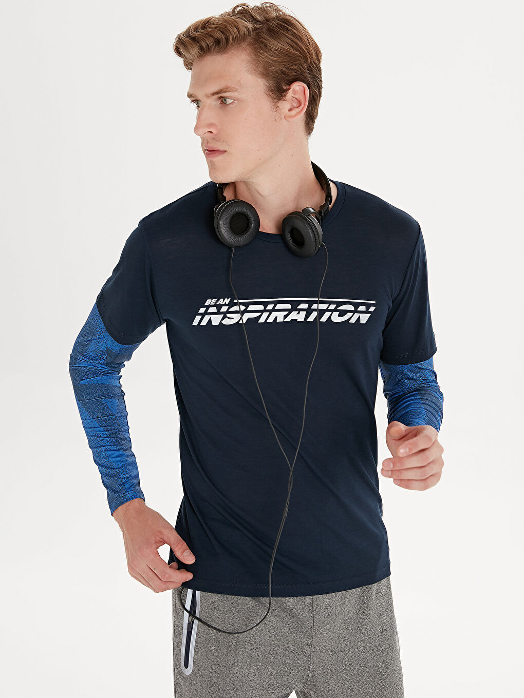 Мужчины Синий Футболка для спорта