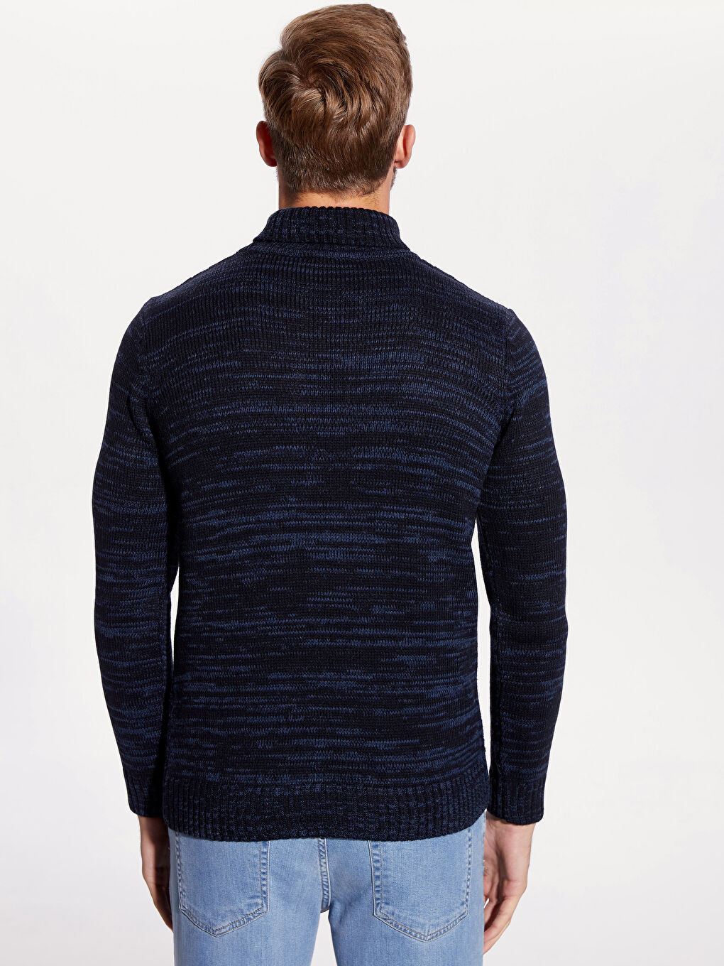 Lacivert Balıkçı Yaka Erkek Triko Kazak-3