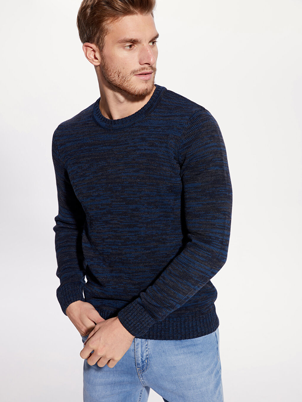 Petrol Bisiklet Yaka Erkek Triko Kazak