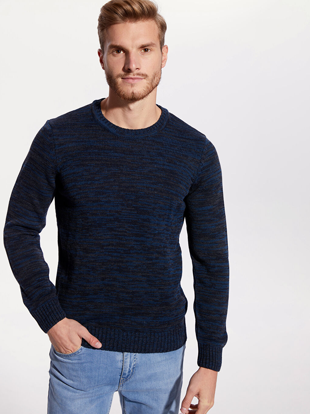 Petrol Bisiklet Yaka Erkek Triko Kazak-1