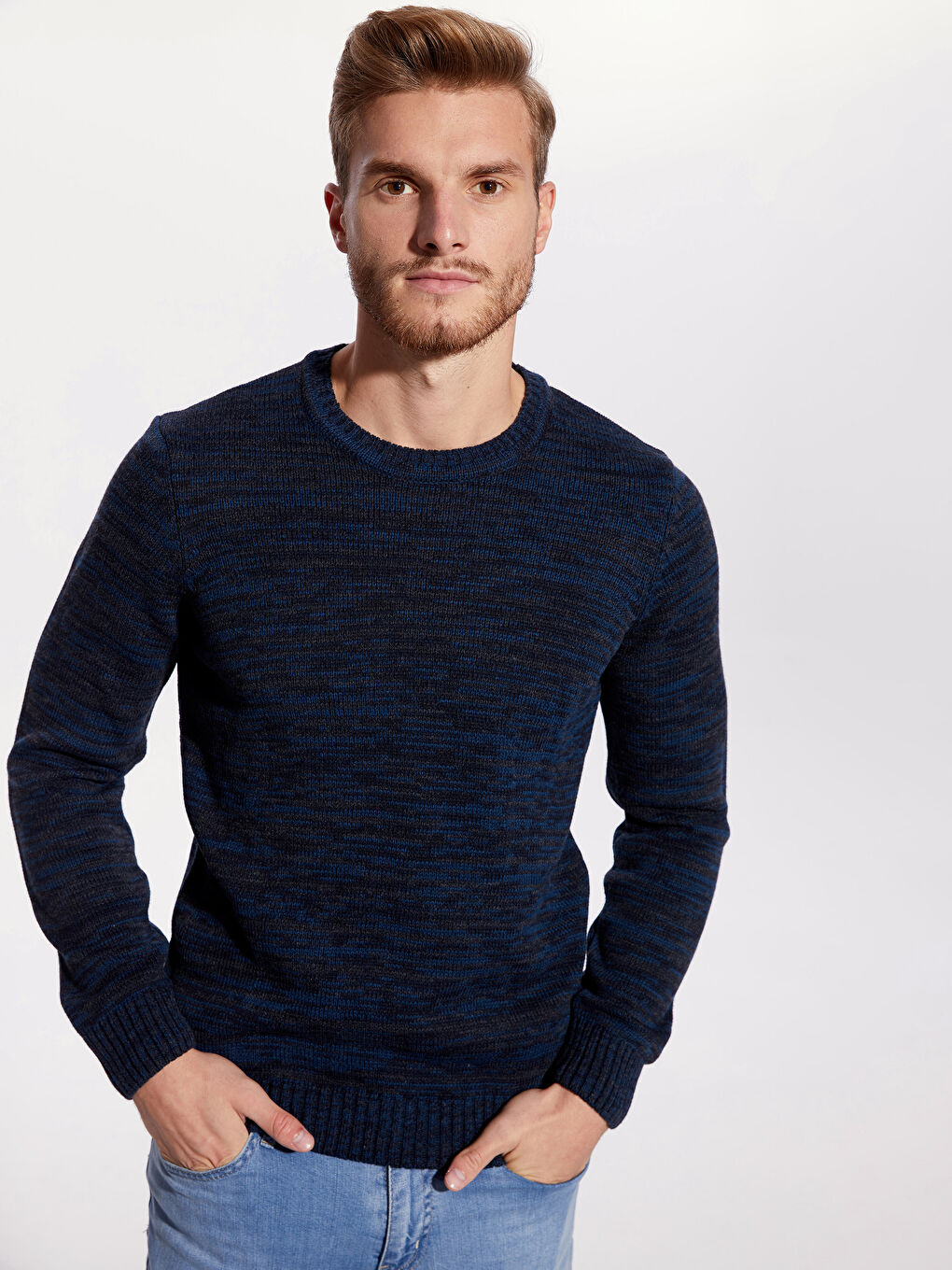 Petrol Bisiklet Yaka Erkek Triko Kazak-2