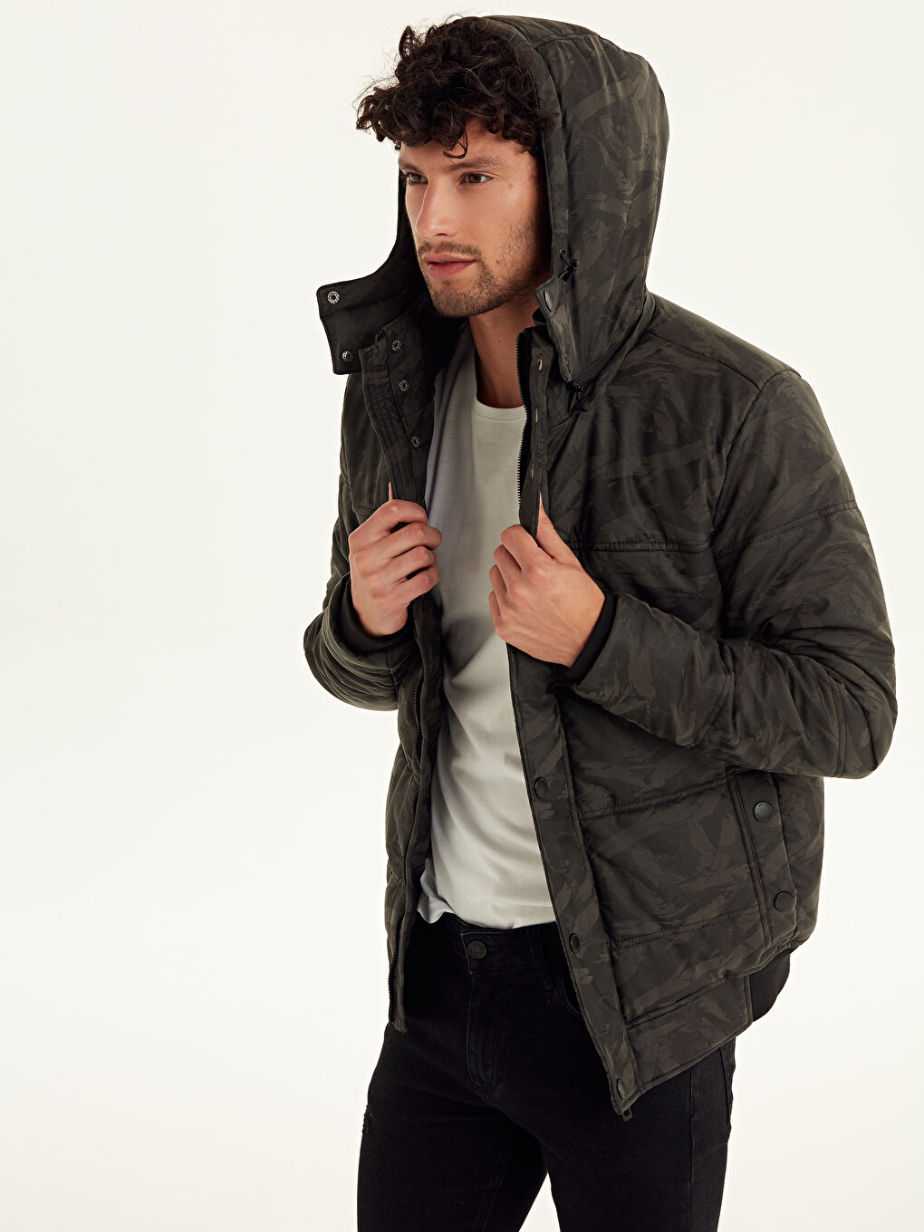 Gri Koyu Grı Şişme Mont-1