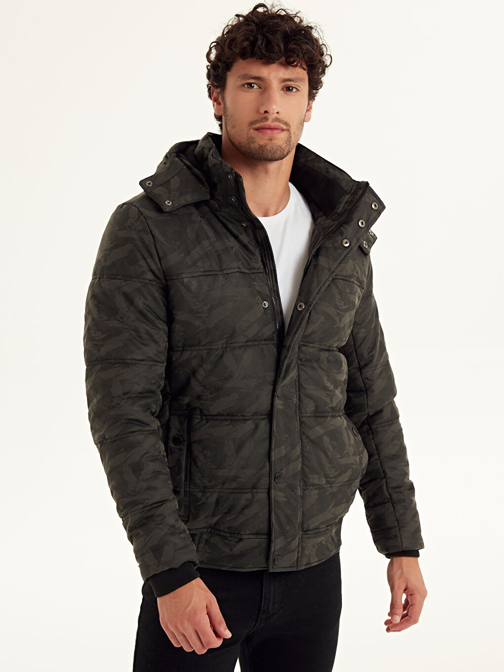 Gri Koyu Grı Şişme Mont-2