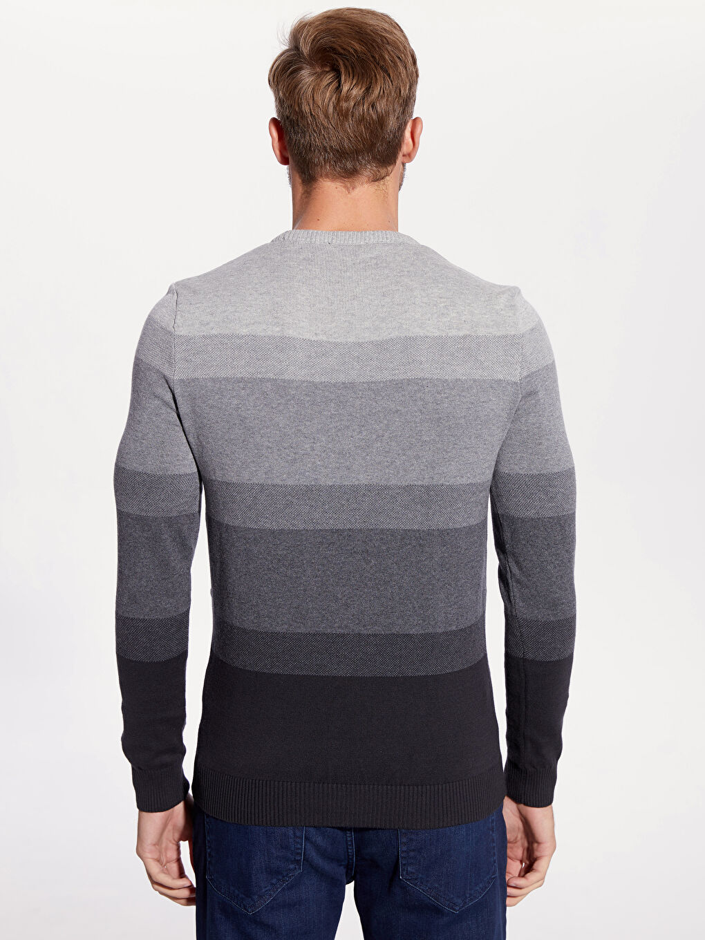 Gri Bisiklet Yaka Erkek Triko Kazak-2