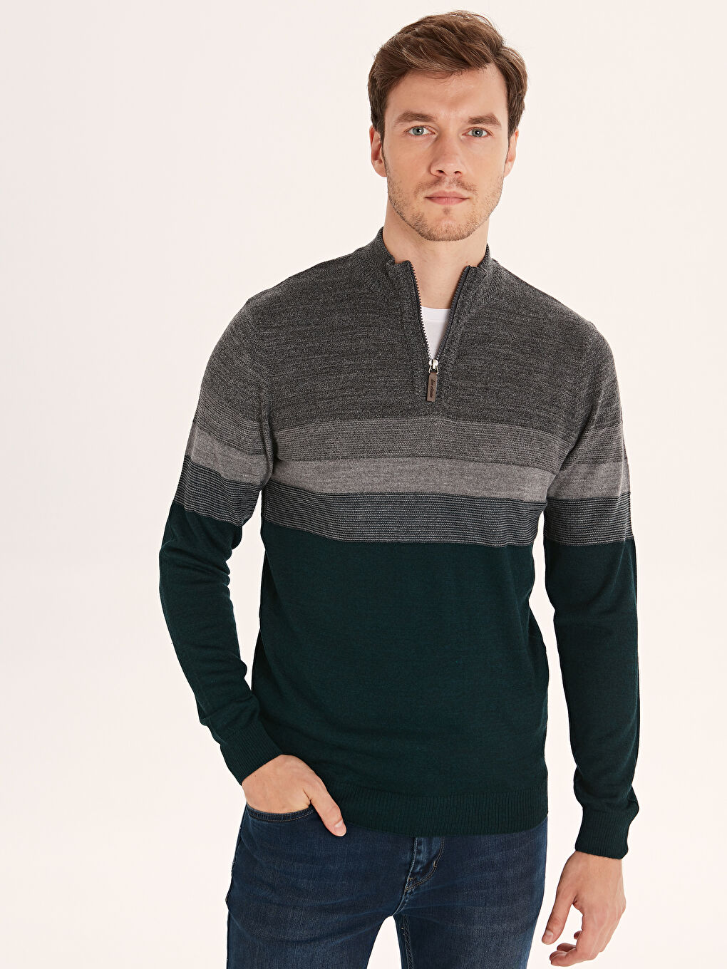 Turuncu Yeşil Melanj Kazak