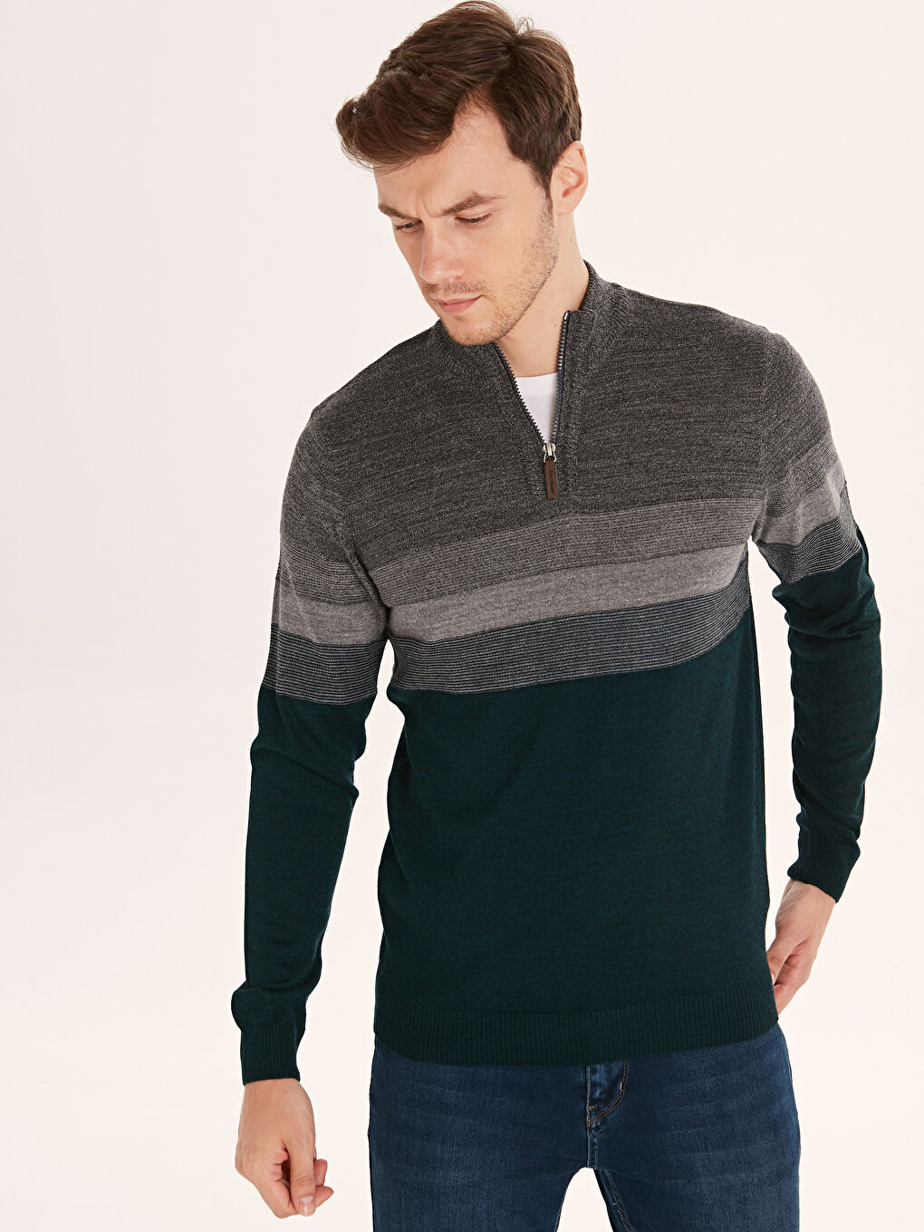 Turuncu Yeşil Melanj Kazak-1