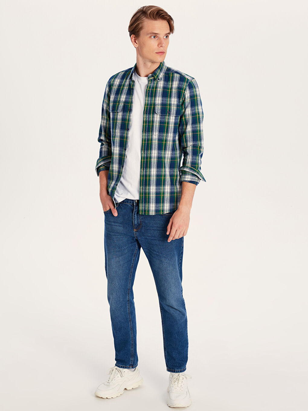 Man GREEN Flannel Shirt -9W7551Z8-LME
