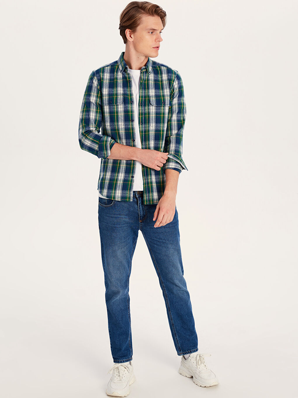 Man GREEN Flannel Shirt -9W7551Z8-LME