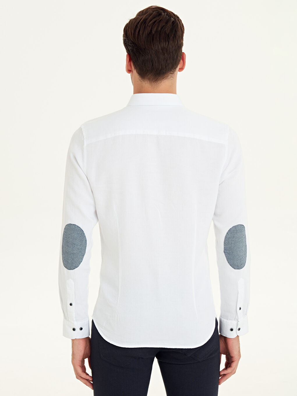 Beyaz Slim Fit Uzun Kollu Erkek Gömlek-2