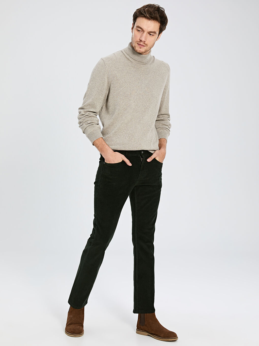 Yeşil Dar Kalıp Erkek Chino Pantolon