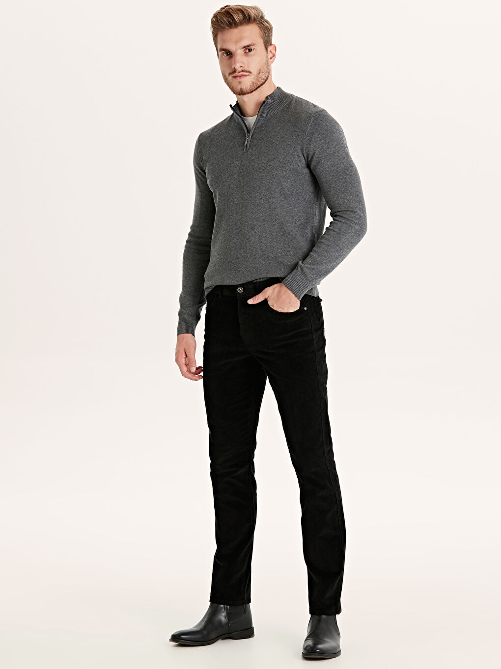 Siyah Kadife Erkek Pantolon