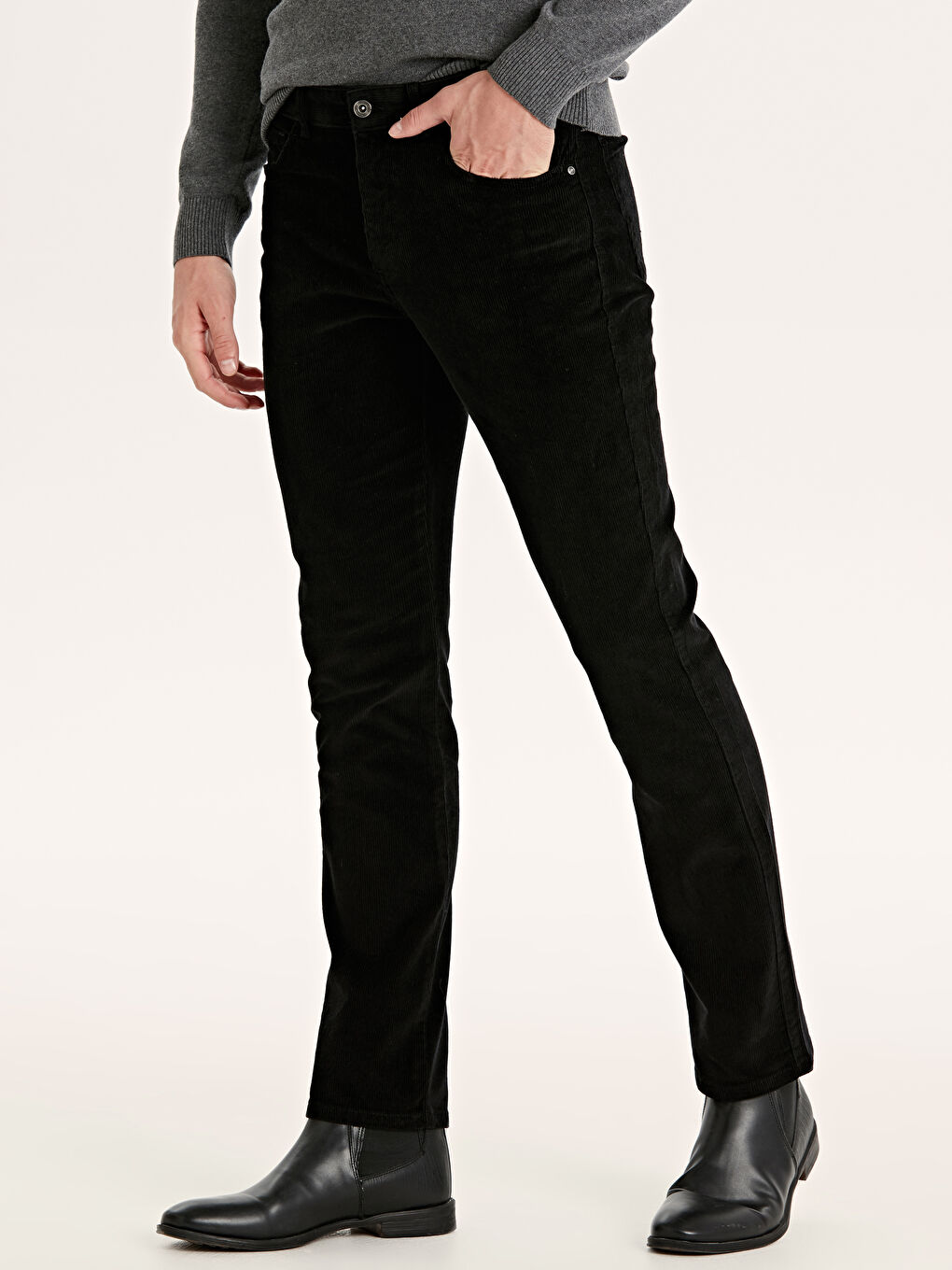 Siyah Kadife Erkek Pantolon-1