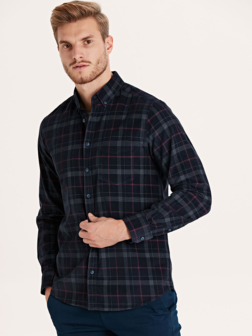 قميص قطيفة للرجال-1