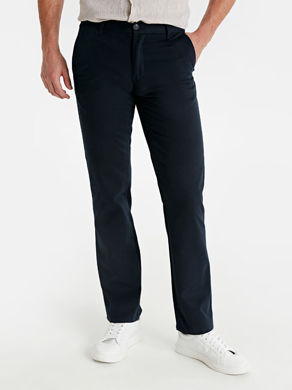 Lacivert Geniş Kalıp Erkek Chino Pantolon-1