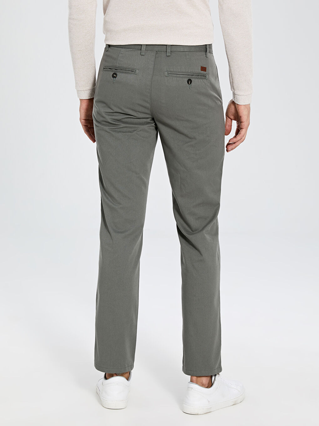 Haki Geniş Kalıp Erkek Chino Pantolon-3