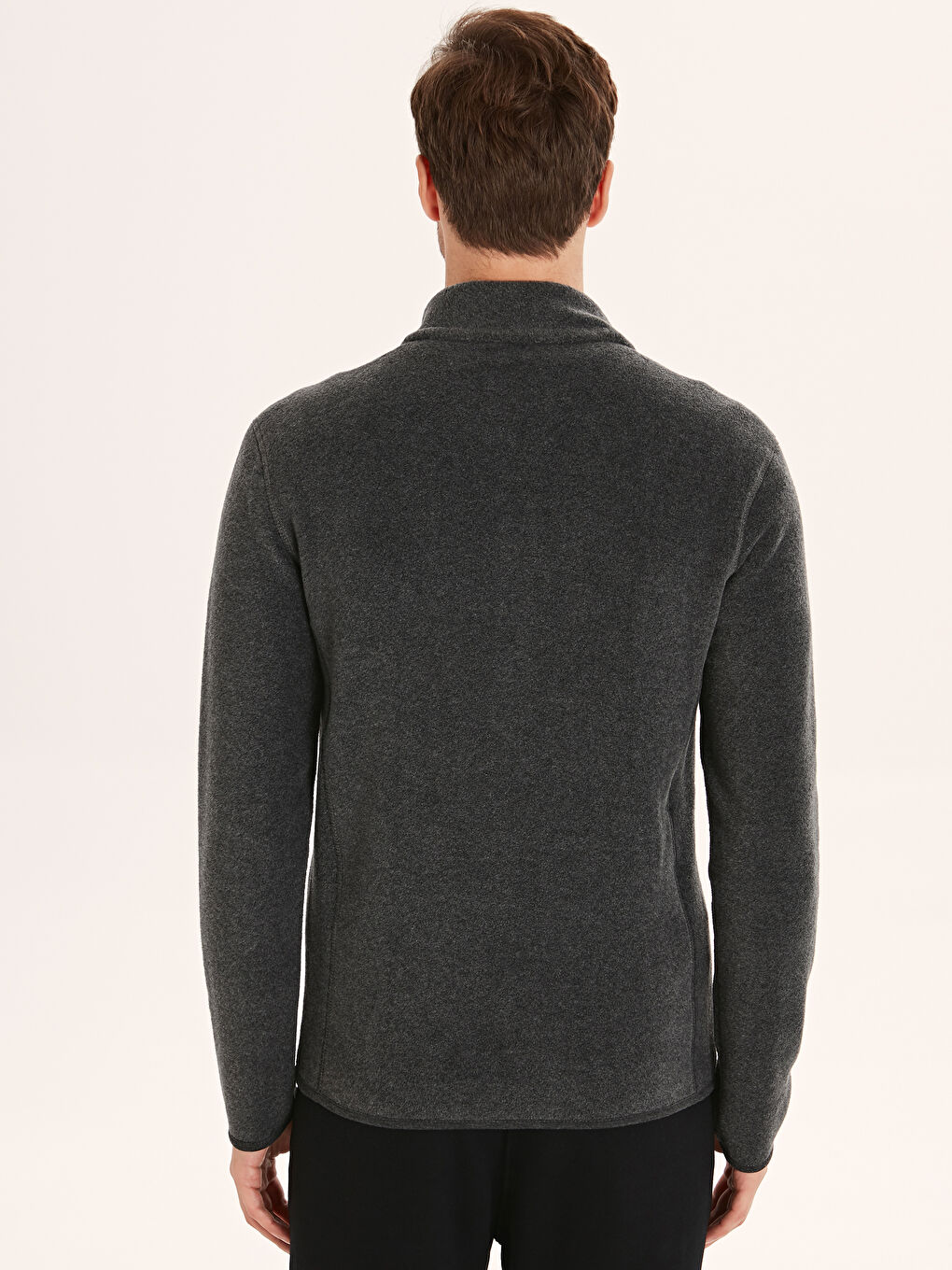 Koyu Gri Melanj Fermuarlı Sweatshirt-2